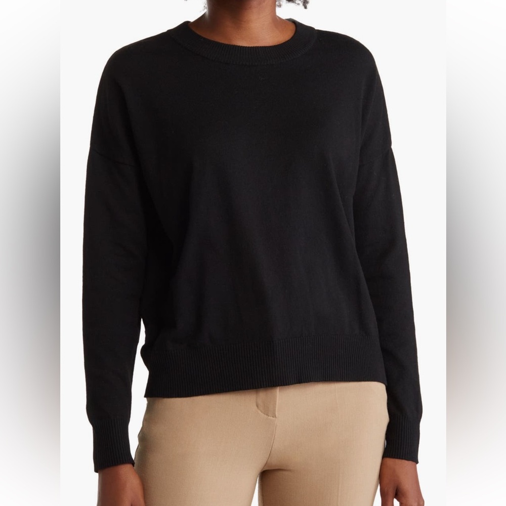 t tahari crewneck sweater / black / xl new